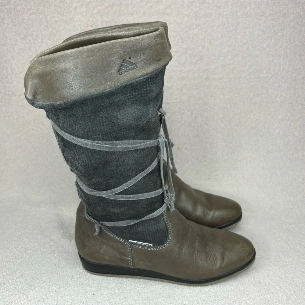 Vintage La Mondiale Leather & Corduroy Winter Boots Women’s 7 Gray/Brown Italian
